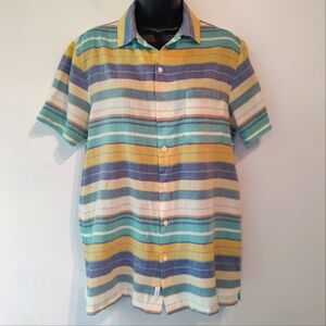 onia anthropologie striped linen shirt S